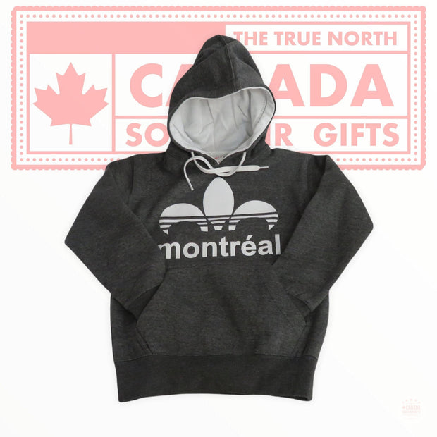 Montreal Adidas White on Grey Heritage Pullover Hoodie Youth Unisex 8-14 Years Old Boys & Girls