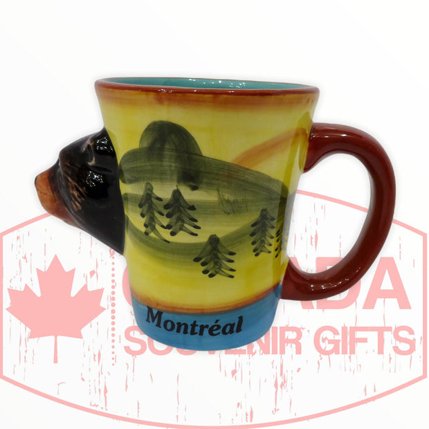 Montreal Ceramic 3D Unique Bear Mug - Painted Pattern Design Coffee Cup