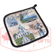 Montreal Landmark Themed Pattern Oven Mitt and Pot Holder Kitchen Cooking Set