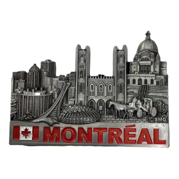 Montreal Landmark Vintage Metal Fridge Magnet Souvenir- 3.25” x 2.25” | Memories Canada Magnet Aimant 3D