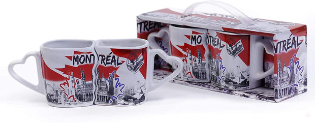 Montreal Skyline Landmark Coffee Mug Set (2) Double Cup (11oz Each) Canada True North Hot Drink Holder