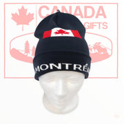 Montreal Winter Toque Hat with Canada Country Flag - Navy or Charcoal SuperFine Quality