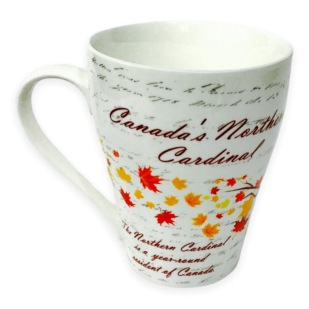 Mug - Canadian Northern Cardinal on Maple Leaf Tree - China Bone Cup w/ Matching Box