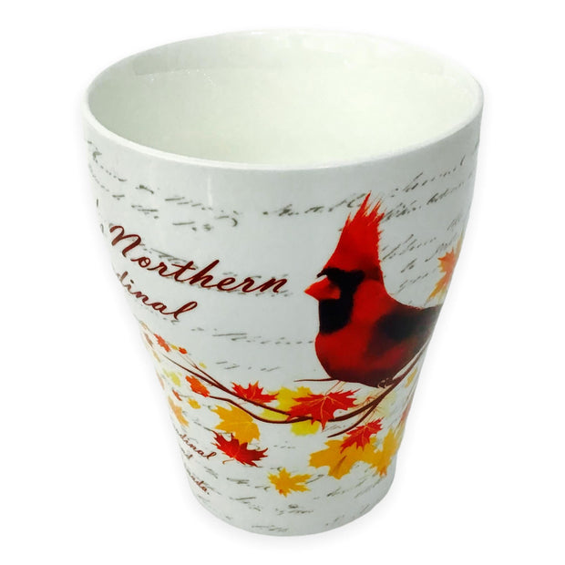 Mug - Canadian Northern Cardinal on Maple Leaf Tree - China Bone Cup w/ Matching Box