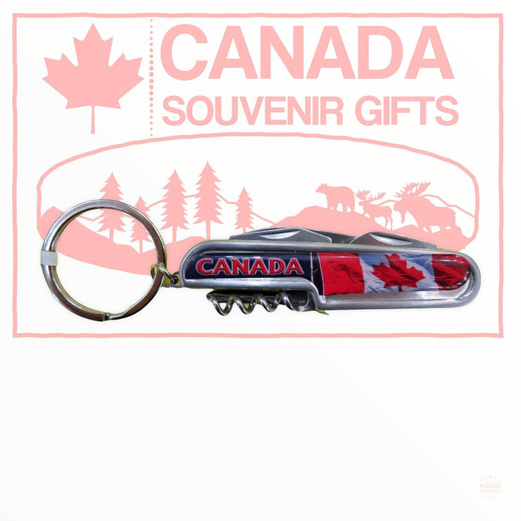 Multi-Tool Pocket Knife Keychain 6-in-1 | Canadian Souvenir Travel Pocket Knife Key Ring