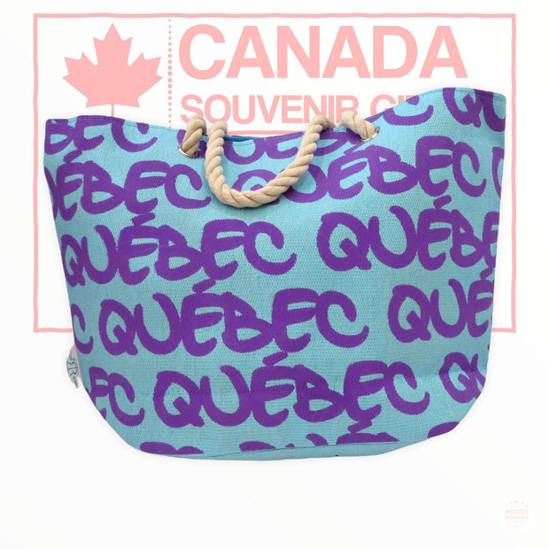 Quebec Beach Bag Canada Travel - Stylish graffiti Shoulder Bag for Summer - Blue