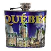 Québec Skyline Scene Stainless Steel Hip Flask with Funnel 5 oz, Solid Flasks for Liquor Whiskey Gift Drinking Flasks Flask 5 oz for Men