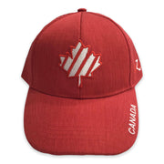 Red Baseball Cap - Canada Maple Leaf Striped Adjustable Mesh Hat