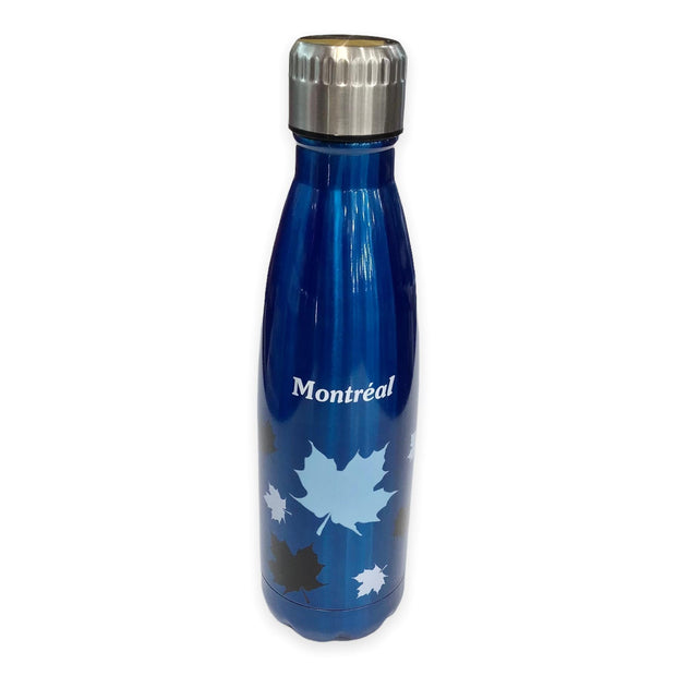 Special Montreal Edition Stainless Steel Classic Double Wall Water Bottle, 17oz Blue with Maple Leaf
