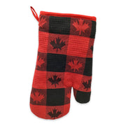 Thermal-Grip Oven Mitt - Red and Black Maple Leaf. Constructed of 100% Polyester | Mitaine de four Souvenir Canada