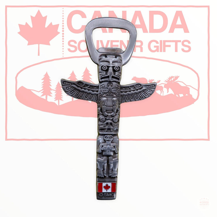 Vintage Silver Tone Metal Canadian Souvenir Totem Pole Bottle Opener