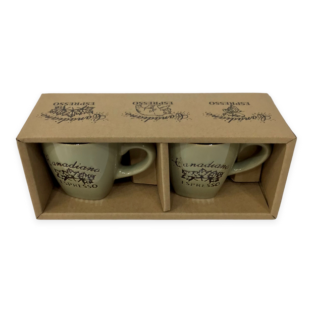 Canadiano Maple Leaf engraving espresso cup - Set of 2 Gift Pack