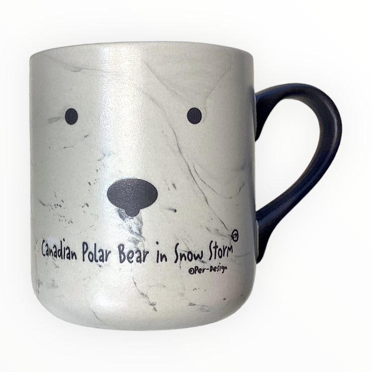 PER DESIGN SWIRL MARBLE MUG - CANADIAN POLAR BEAR IN SNOW STORM