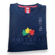 Adult T-Shirt with Embroidery Outline Maple Leaf and Montreal Name Drop
