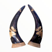 Hand Carved Horn Pair Arch - Moose 12"