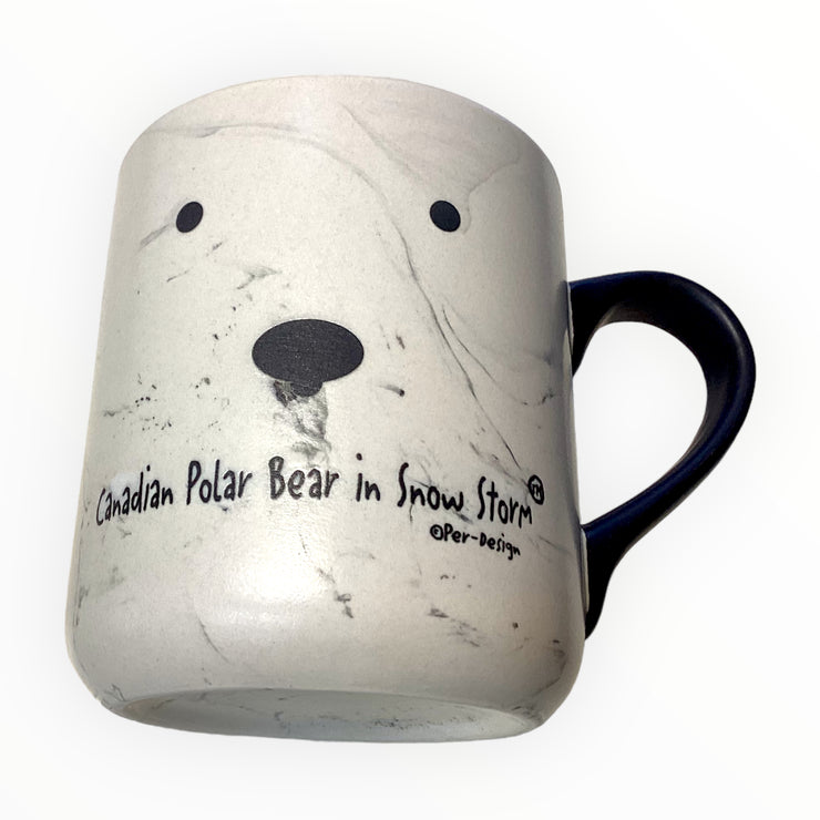 PER DESIGN SWIRL MARBLE MUG - CANADIAN POLAR BEAR IN SNOW STORM