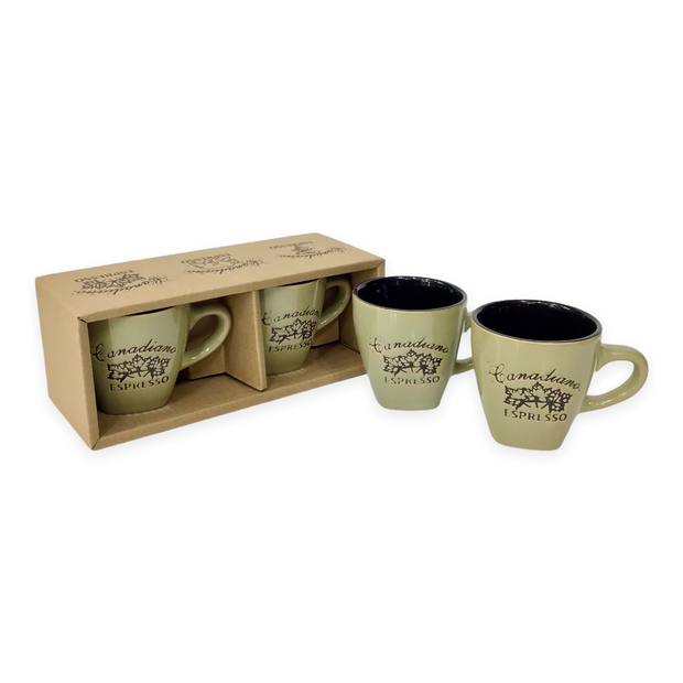 Canadiano Maple Leaf engraving espresso cup - Set of 2 Gift Pack