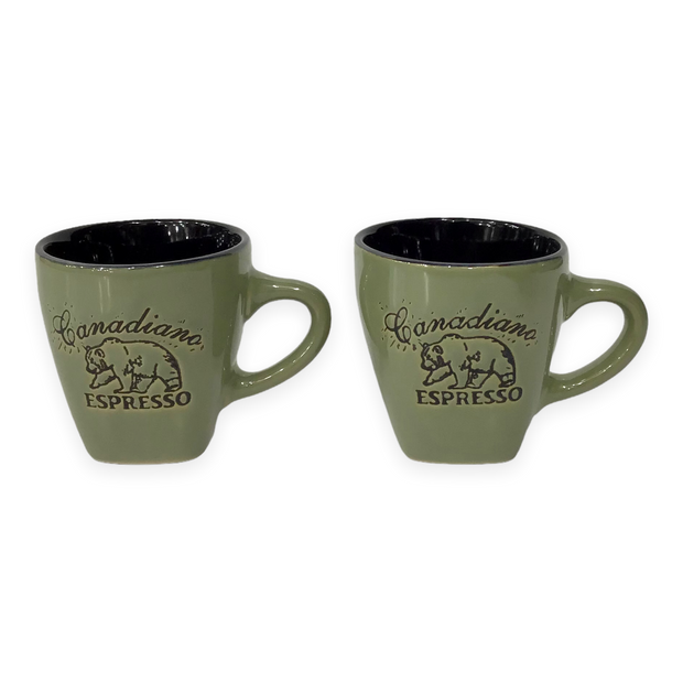 Canadiano Bear engraving espresso cup - Set of 2 Gift Pack