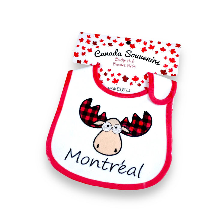BABY BIB - MONTREAL 12x8 INCHES FUNNY MOOSE