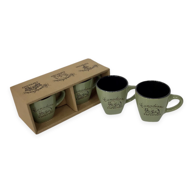 Canadiano Bear engraving espresso cup - Set of 2 Gift Pack