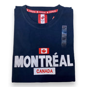 Adult T-Shirt with Embroidery Outline Canada Flag and Montreal Name Drop