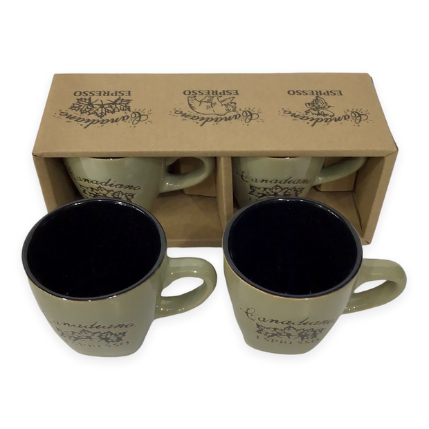 Canadiano Maple Leaf engraving espresso cup - Set of 2 Gift Pack