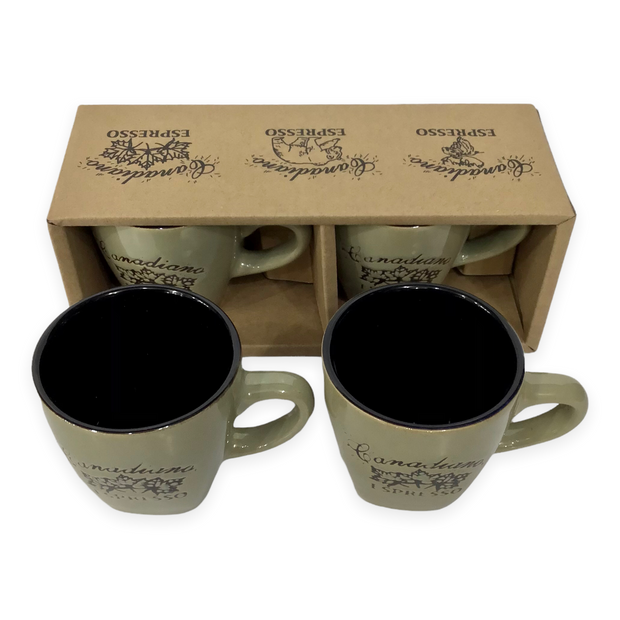 Canadiano Maple Leaf engraving espresso cup - Set of 2 Gift Pack