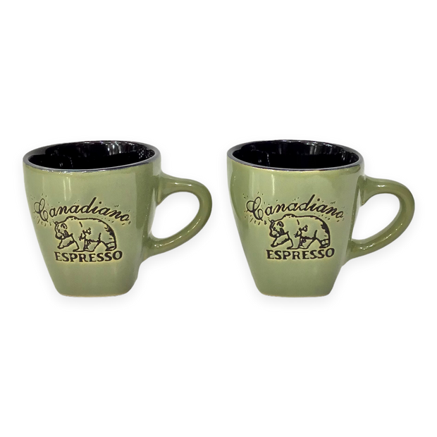 Canadiano Bear engraving espresso cup - Set of 2 Gift Pack