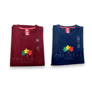 Adult T-Shirt with Embroidery Outline Maple Leaf and Montreal Name Drop