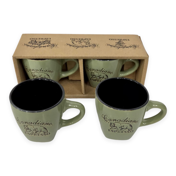 Canadiano Bear engraving espresso cup - Set of 2 Gift Pack