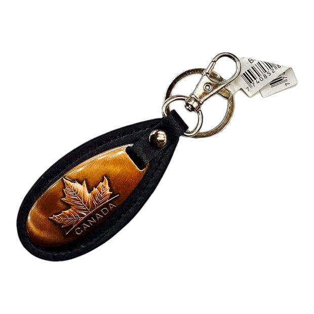 Keychain Canada Maple Leaf Embossed Leather Metal Key Ring Porte Cle