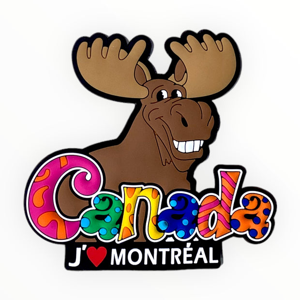 Canada Laughing Moose Rubber Magnet J’❤️ Montreal