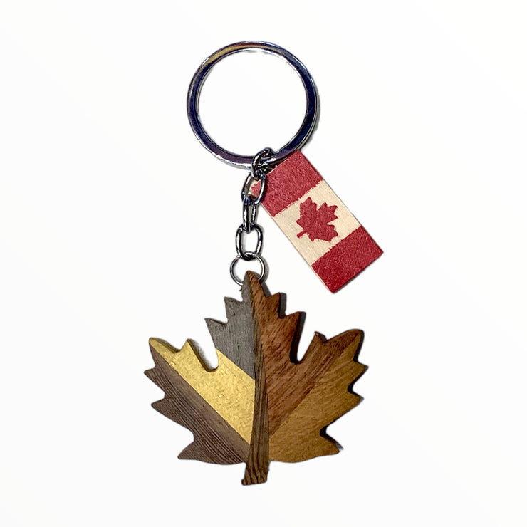 Canada Maple Leaf Wooden Keychain