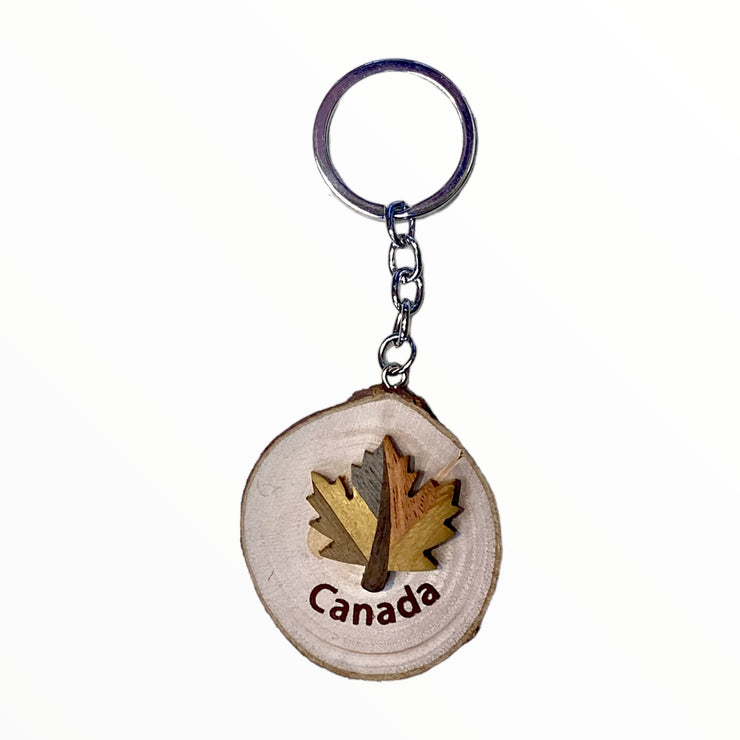 Canada Maple Leaf Wooden Keychain