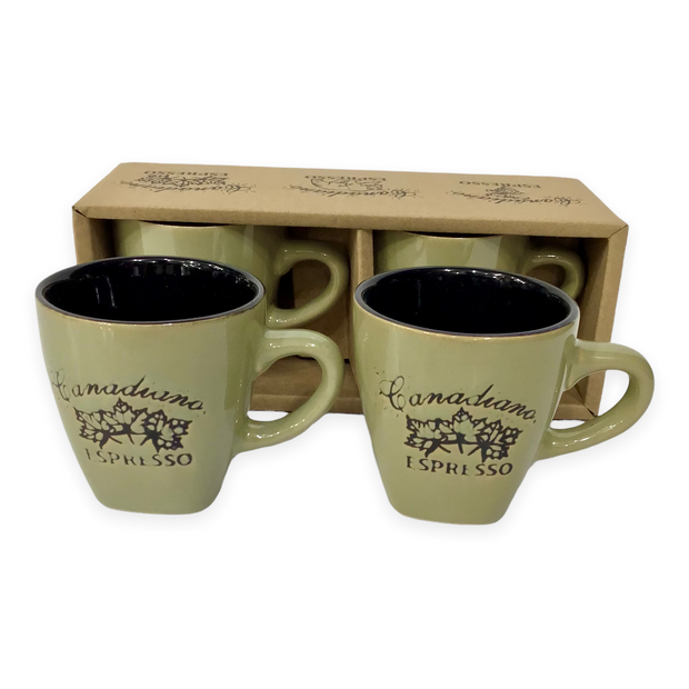 Canadiano Maple Leaf engraving espresso cup - Set of 2 Gift Pack