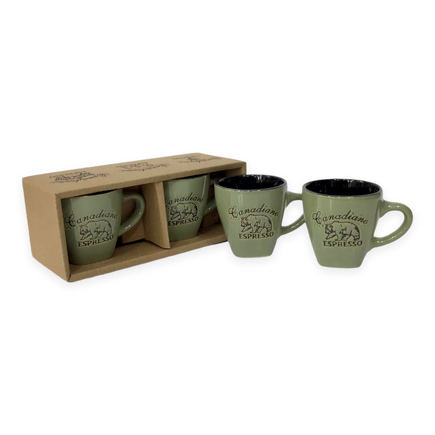 Canadiano Bear engraving espresso cup - Set of 2 Gift Pack