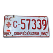 Quebec 1967 CONFEDERATION License Plate HIGH QUALITY # C-57339