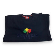 Navy Crew Neck Sweatshirt Canadian iconic Maple Leaves logo and Montreal name drop Applique and Embroidery