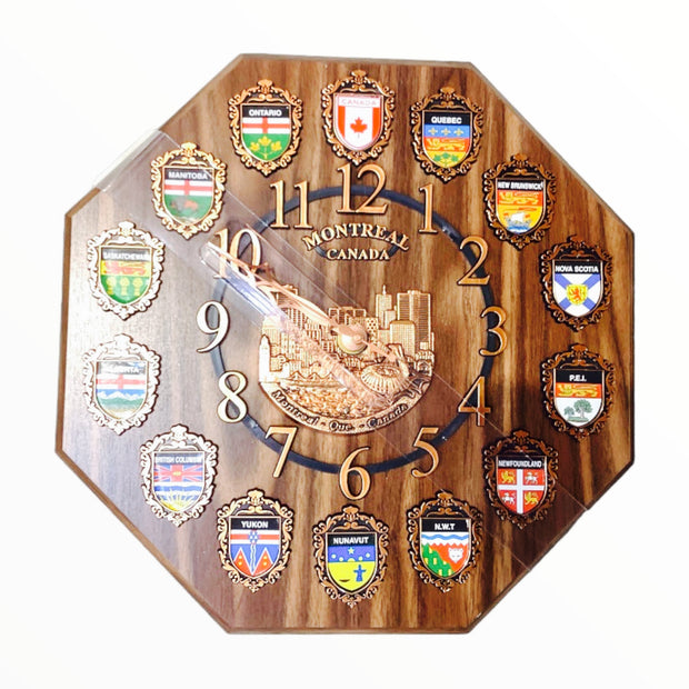 Canada Wooden Clock 12” Souvenir Novelty Gift Made in Canada