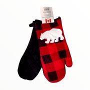 Buffalo Plaid Oven Mitts Canad Polar Bear Set of Two