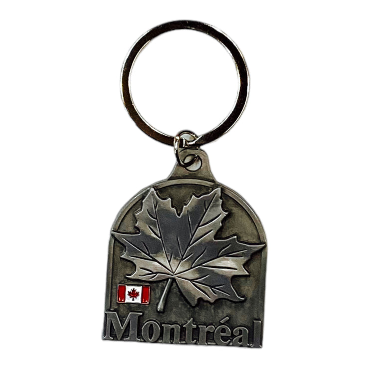 Keychain Maple Leaf 3D Embossed Montreal Metal Key Ring