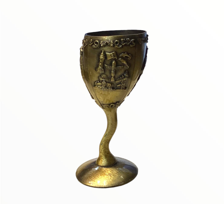 Shot Glass Small Metal Canadian Souvenir Goblet with RCMP Engraving & an outline of the Toronto Skyline